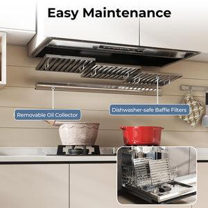 36 Inch Under Cabinet Range Hood with 4 Fan Speeds and Baffles Filters-Silver view 8