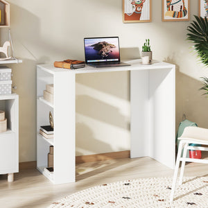 36 Inch White Computer Desk with 3 Open Shelves for Home Office Study-White view 2