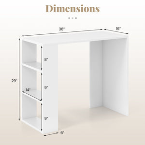 36 Inch White Computer Desk with 3 Open Shelves for Home Office Study-White view 5