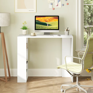 36 Inch White Computer Desk with 3 Open Shelves for Home Office Study-White view 6