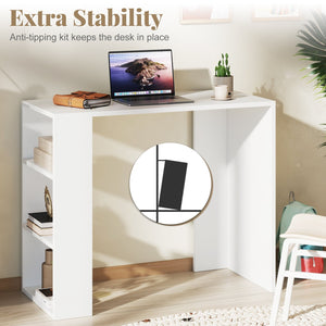 36 Inch White Computer Desk with 3 Open Shelves for Home Office Study-White view 7