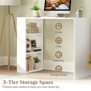 36 Inch White Computer Desk with 3 Open Shelves for Home Office Study-White view 9