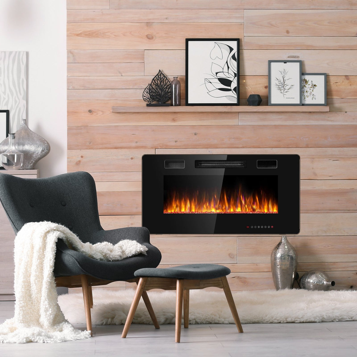 36 Inch Ultra Thin Wall Mounted Electric Fireplace view 2
