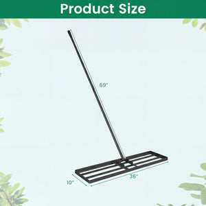 36 x 10 Inch Lawn Leveling Rake with Ergonomic Handle-Black view 4