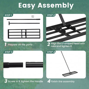 36 x 10 Inch Lawn Leveling Rake with Ergonomic Handle-Black view 9