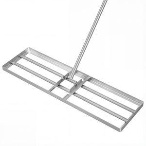 36 x 10 Inch Lawn Leveling Rake with Ergonomic Handle-Silver