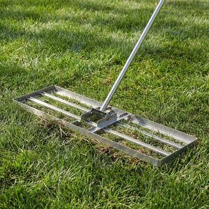 36 x 10 Inch Lawn Leveling Rake with Ergonomic Handle-Silver view 2