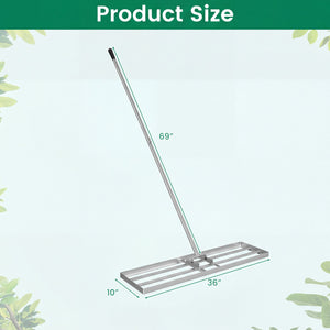 36 x 10 Inch Lawn Leveling Rake with Ergonomic Handle-Silver view 4