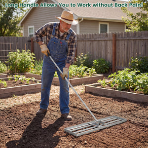 36 x 10 Inch Lawn Leveling Rake with Ergonomic Handle-Silver view 5