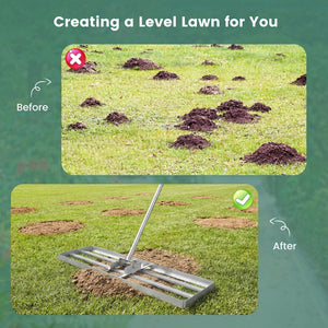 36 x 10 Inch Lawn Leveling Rake with Ergonomic Handle-Silver view 6