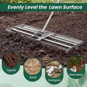 36 x 10 Inch Lawn Leveling Rake with Ergonomic Handle-Silver view 7