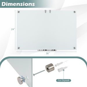 36 x 24 Inches Glass Whiteboard with Eraser and Removable Tray view 5