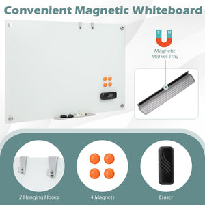 36 x 24 Inches Glass Whiteboard with Eraser and Removable Tray view 8