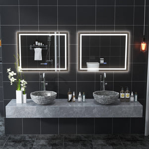 LED Bathroom Mirror Wall Mounted Rectangle Mirror with 3-Color Dimmable Lights-M view 3