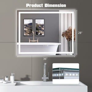 LED Bathroom Mirror Wall Mounted Rectangle Mirror with 3-Color Dimmable Lights-M view 4