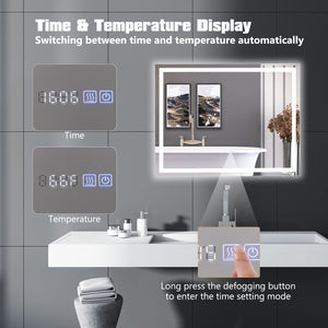 LED Bathroom Mirror Wall Mounted Rectangle Mirror with 3-Color Dimmable Lights-M view 8