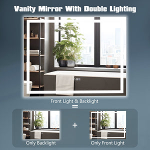 LED Bathroom Mirror Wall Mounted Rectangle Mirror with 3-Color Dimmable Lights-M view 9