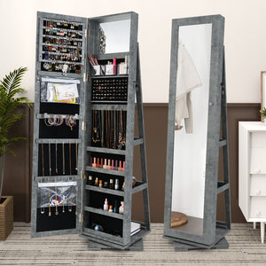 360° Rotatable 2-in-1 Lockable Jewelry Cabinet with Full-Length Mirror-Green view 5