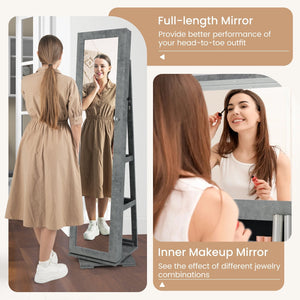 360° Rotatable 2-in-1 Lockable Jewelry Cabinet with Full-Length Mirror-Green view 8