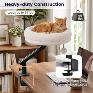 360° Rotating Cat Desk Bed for Indoor Cats with Removable Perch-White view 8