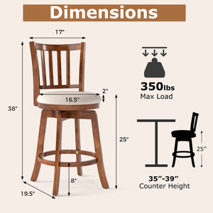 360° Rotating Counter Height Chairs Set of 4 with Backrest and Upholstered Seat-24 inches view 4
