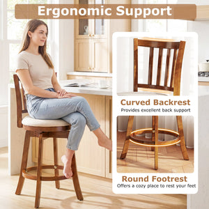 360° Rotating Counter Height Chairs Set of 4 with Backrest and Upholstered Seat-24 inches view 8