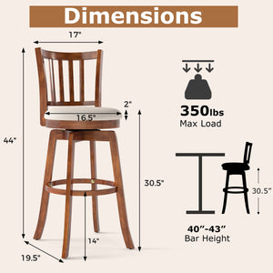 360° Rotating Counter Height Chairs Set of 4 with Backrest and Upholstered Seat-29 inches view 4