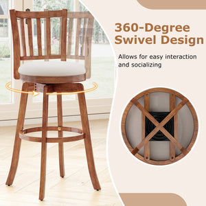 360° Rotating Counter Height Chairs Set of 4 with Backrest and Upholstered Seat-29 inches view 7