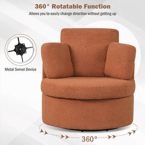 360° Swivel Accent Chair with Half Moon Storage Ottoman-Light Brown view 6