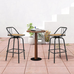 360° Swivel Bar Stool Set of 2 with Footrest and Backrest-Balck & Natural view 3