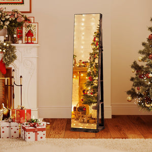 360° Swivel Jewelry Cabinet with Full Length Mirror-Rustic Brown view 2