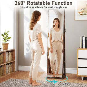 360° Swivel Jewelry Cabinet with Full Length Mirror-Rustic Brown view 9