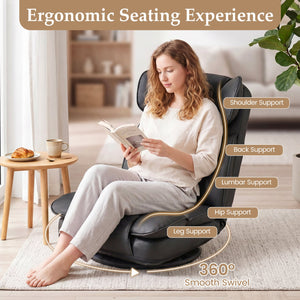 360 Degree Swivel Floor Gaming Chair with 6-Position Adjustable Backrest and Sponge Filling-Black view 9