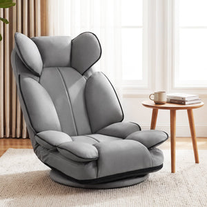360 Degree Swivel Floor Gaming Chair with 6-Position Adjustable Backrest and Sponge Filling-Gray view 3