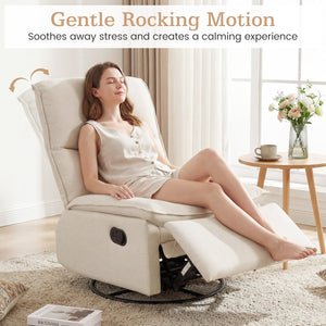 360° Swivel Rocking Chair with Cushioned Back for Living Room-Beige view 9