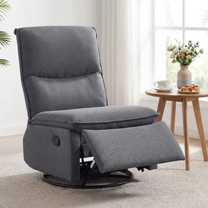 360° Swivel Rocking Chair with Cushioned Back for Living Room-Gray view 2