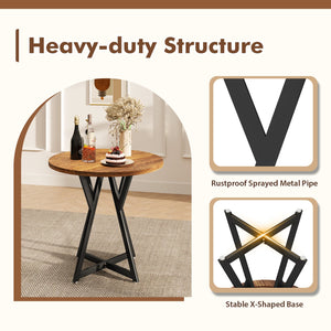 36 Inch Round Dining Table with Metal Pedestal Base-Rustic Brown view 8