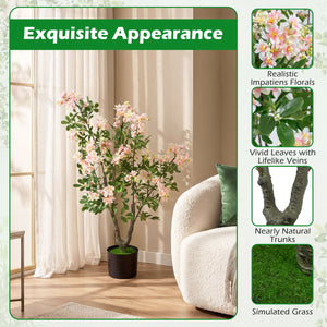36 inches Set of 2 Artificial Impatiens Tree with Mini Fruits and Silk Flowers-Pink view 9