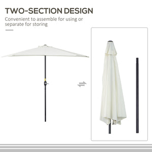 9ft Half Patio Umbrella Round Balcony Umbrella Waterproof Window Sun Shade w/ 5 Ribs Beige