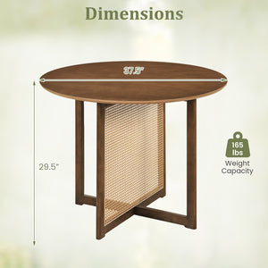 37.5 Inch Round Dining Table with Cross Pedestal Base-Walnut view 5