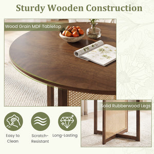 37.5 Inch Round Dining Table with Cross Pedestal Base-Walnut view 7