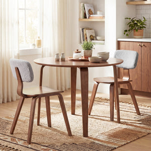 37.5 inches Round Dining Table with Rubber Wood Legs for Small Space-Walnut view 3