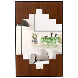 37.5 Inch x 26.5 Inch Decorative Rectangle Wall Mirror with Piano Key-Shaped Frame-Black view 4