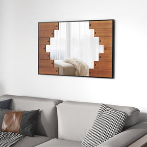 37.5 Inch x 26.5 Inch Decorative Rectangle Wall Mirror with Piano Key-Shaped Frame-Black view 6