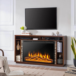 34/37 Inch Electric Fireplace Recessed with Adjustable Flames view 2