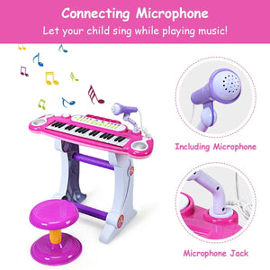 37 Key Electronic Keyboard Kids Toy Piano-Pink view 3
