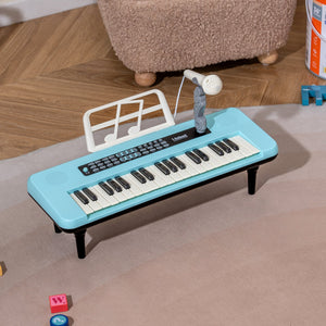 37 Keys Kids Piano Keyboard Portable Musical Toy with Microphone and Music Stand-Blue view 3