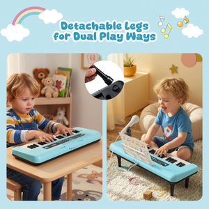 37 Keys Kids Piano Keyboard Portable Musical Toy with Microphone and Music Stand-Blue view 9