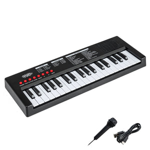 37 Keys Kids Piano Keyboard with 8 Rhythms and Microphone-Black view 4