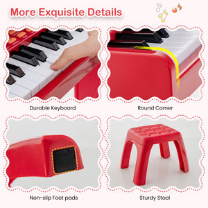 37 Keys Music Piano with Microphone Kids Piano Keyboard with Detachable Music Stand-Red view 9